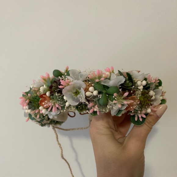 Faux flower + succulent crown photoshoot etsy main image 4